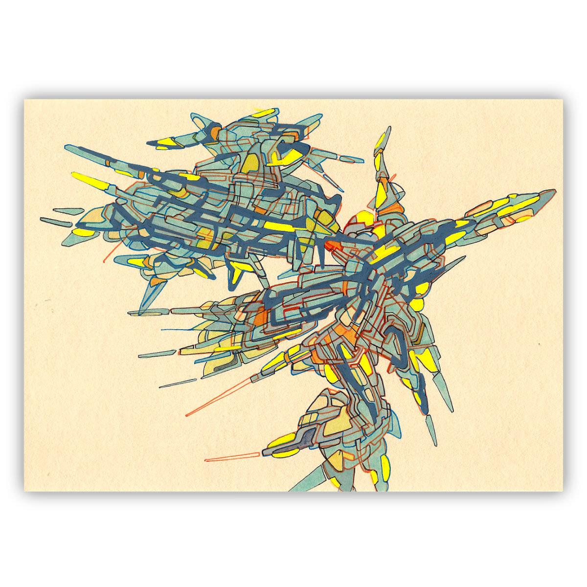 sans titre 
 2017-08. Encre pigmentée, encre à base d’alcool, acrylique sur papier. 21 x 14.8 cm. 
2017 – Dominique Vial