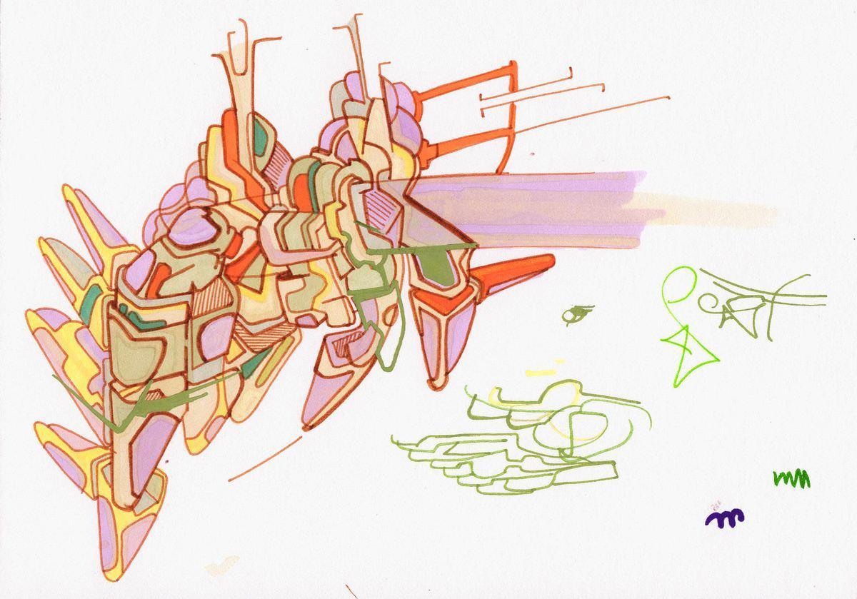 sans titre 
 2017-17. Encre pigmentée, encre à base d’alcool, acrylique sur papier. 21 x 14.8 cm. 
2017 – Dominique Vial