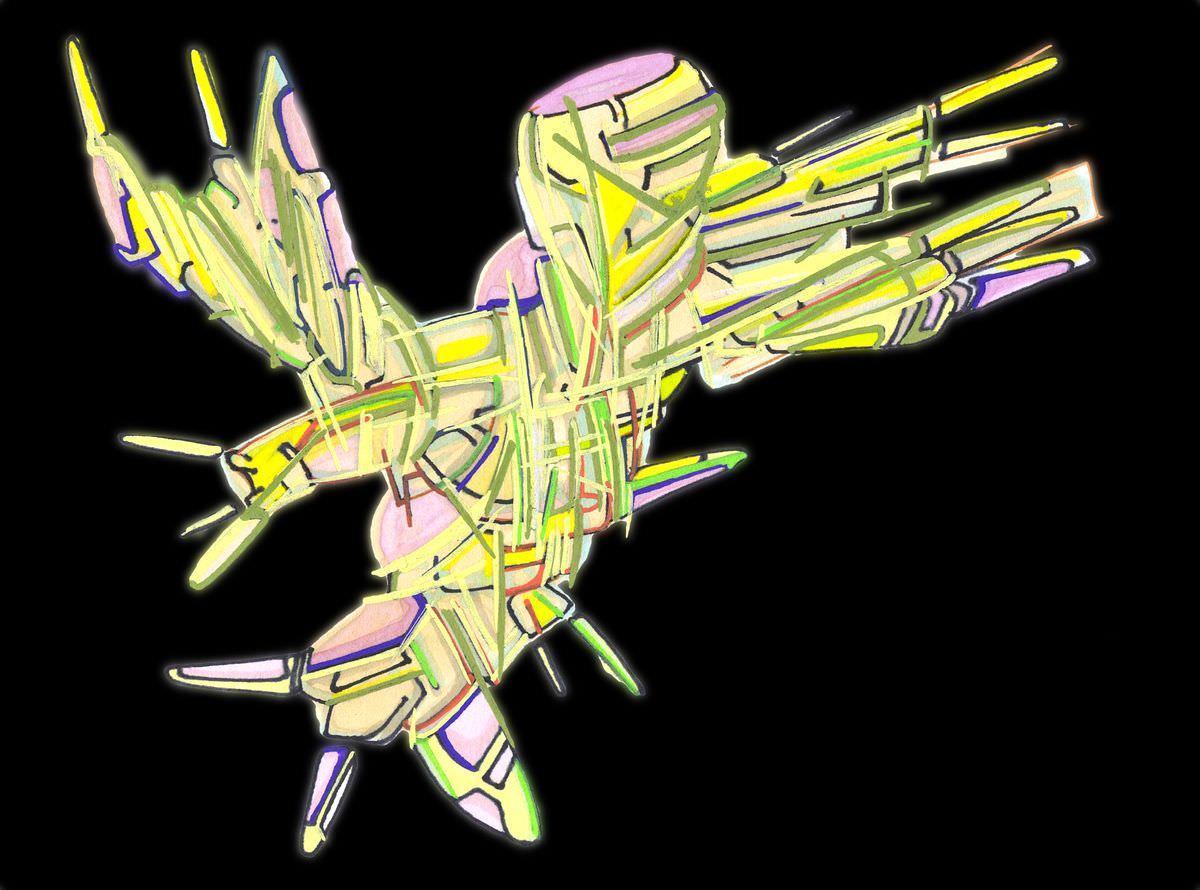 sans titre 
 2017-20. Encre pigmentée, encre à base d’alcool, acrylique sur papier. 21 x 14.8 cm. 
2017 – Dominique Vial