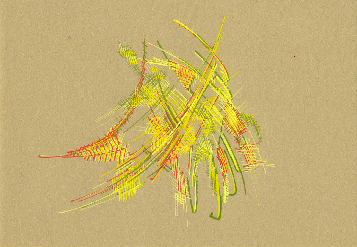 sans titre 
 2018-001. Peinture acrylique sur papier. 21 x 14.8 cm. 
2018 – Dominique Vial