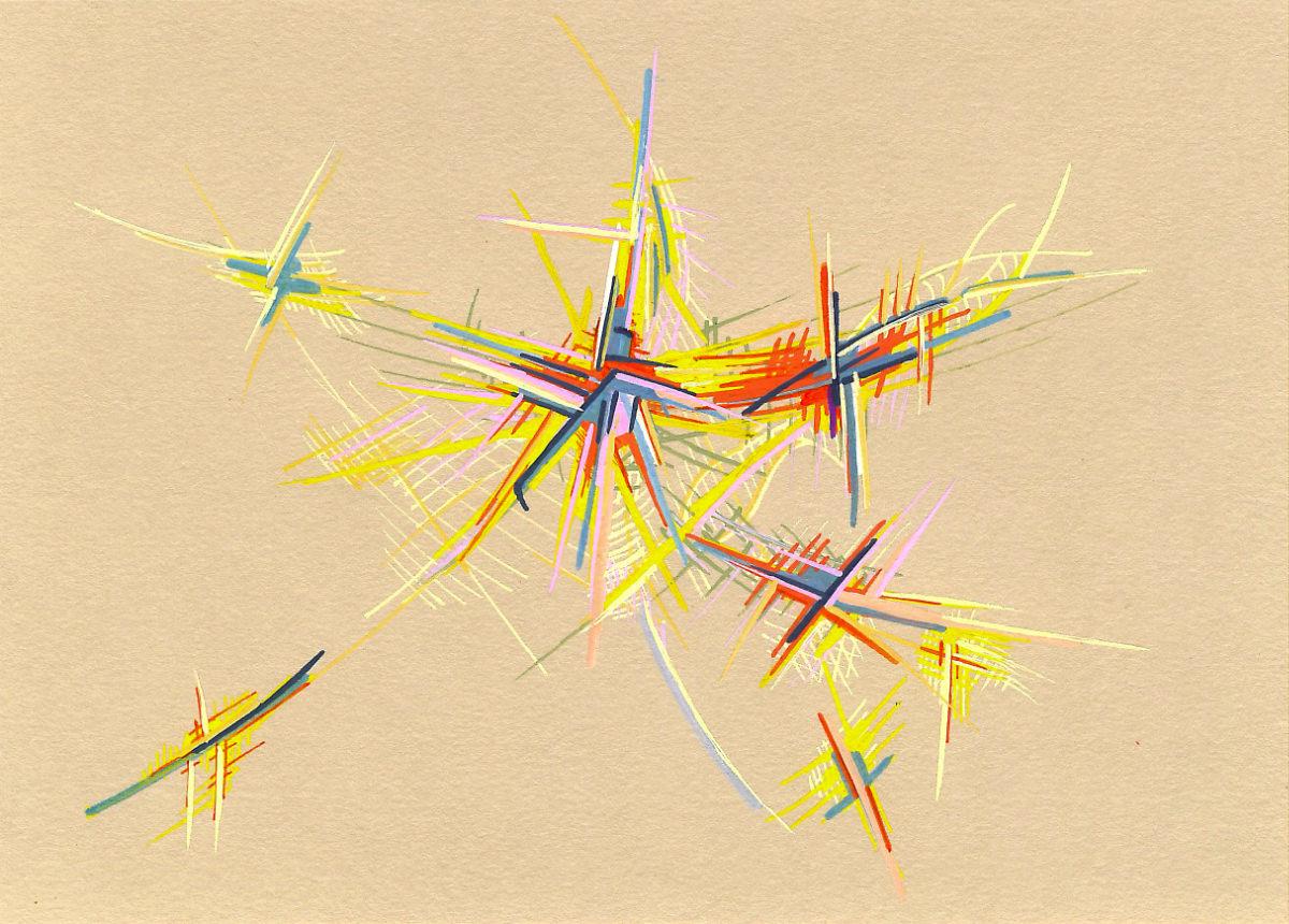 sans titre 
 2018-003. Peinture acrylique sur papier. 21 x 14.8 cm. 
2018 – Dominique Vial