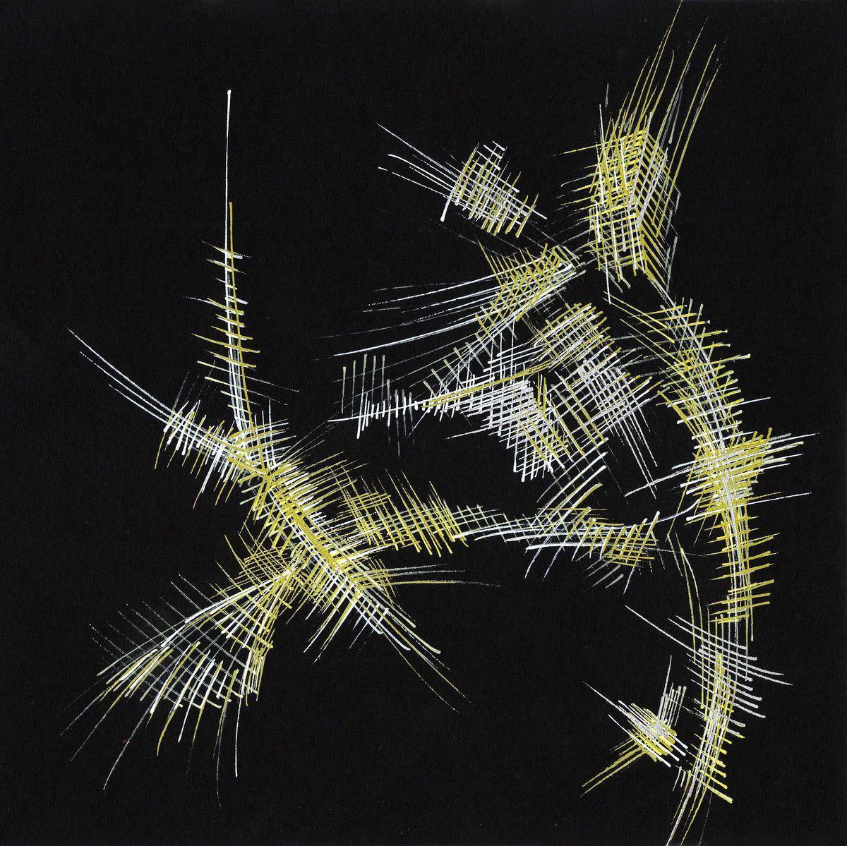 sans titre 
 2018-005. Acrylique, sur papier Black Black Fabriano. 20 x 20 cm. 
2018 – Dominique Vial