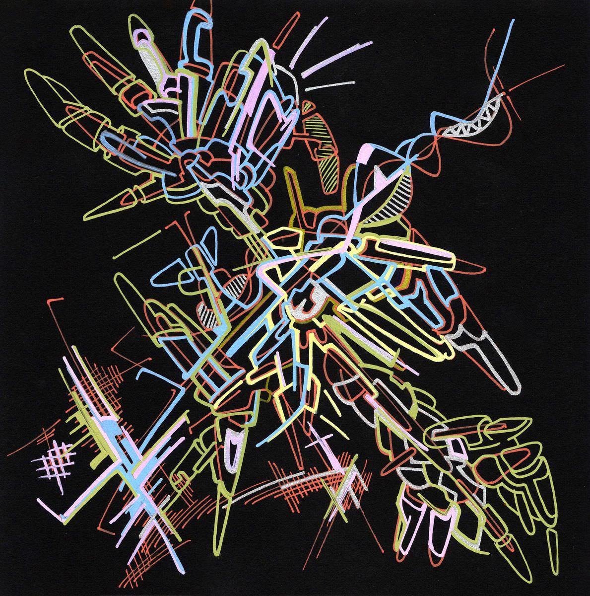 sans titre 
 2018-010. Acrylique sur papier Black Black Fabriano. 20 x 20 cm. 
2018 – Dominique Vial