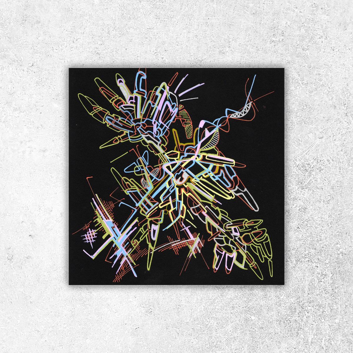 sans titre 
 2018-010. Acrylique sur papier Black Black Fabriano. 20 x 20 cm. 
2018 – Dominique Vial