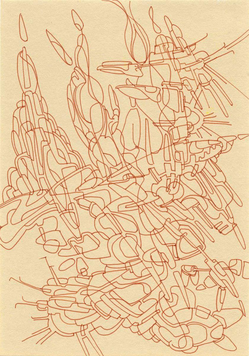 sans titre 
 2018-011. Encre de Chine sur papier. 14.8 x 21 cm. 
2018 – Dominique Vial