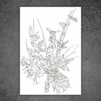 sans titre 
 2018-013. Encre pigmentée sur papier machine. 14.8 x 21 cm. 
2018 – Dominique Vial