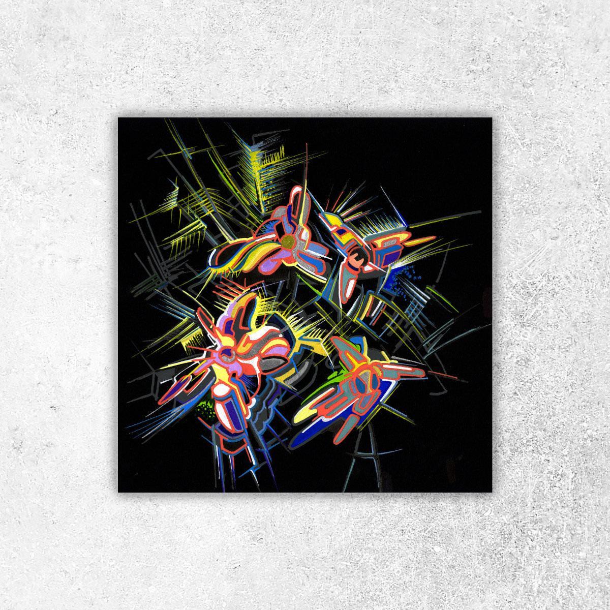 sans titre 
 2018-019. Acrylique sur papier Black Black Fabriano. 20 x 20 cm. 
2018 – Dominique Vial