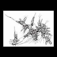 sans titre 
 2018-025. Encre pigmentée sur papier. 21 x 14.8 cm. 
2018 – Dominique Vial