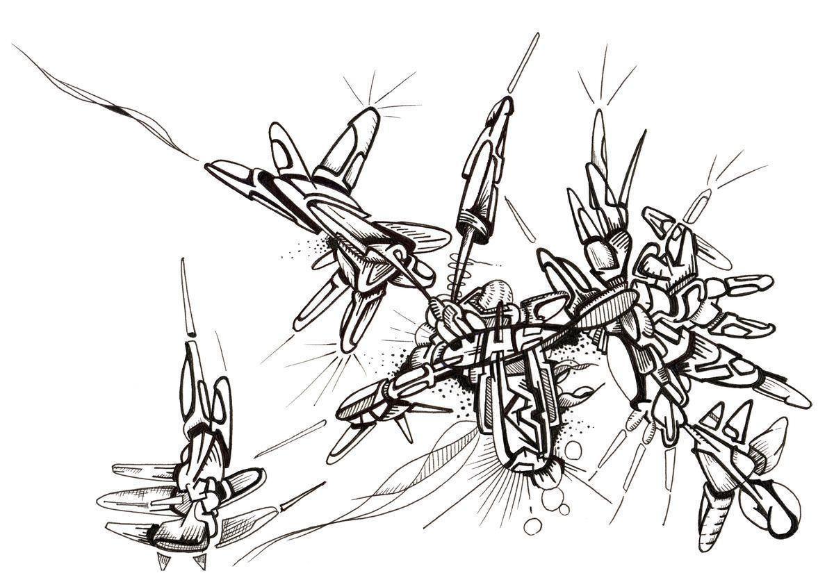 sans titre 
 2018-025. Encre pigmentée sur papier. 21 x 14.8 cm. 
2018 – Dominique Vial