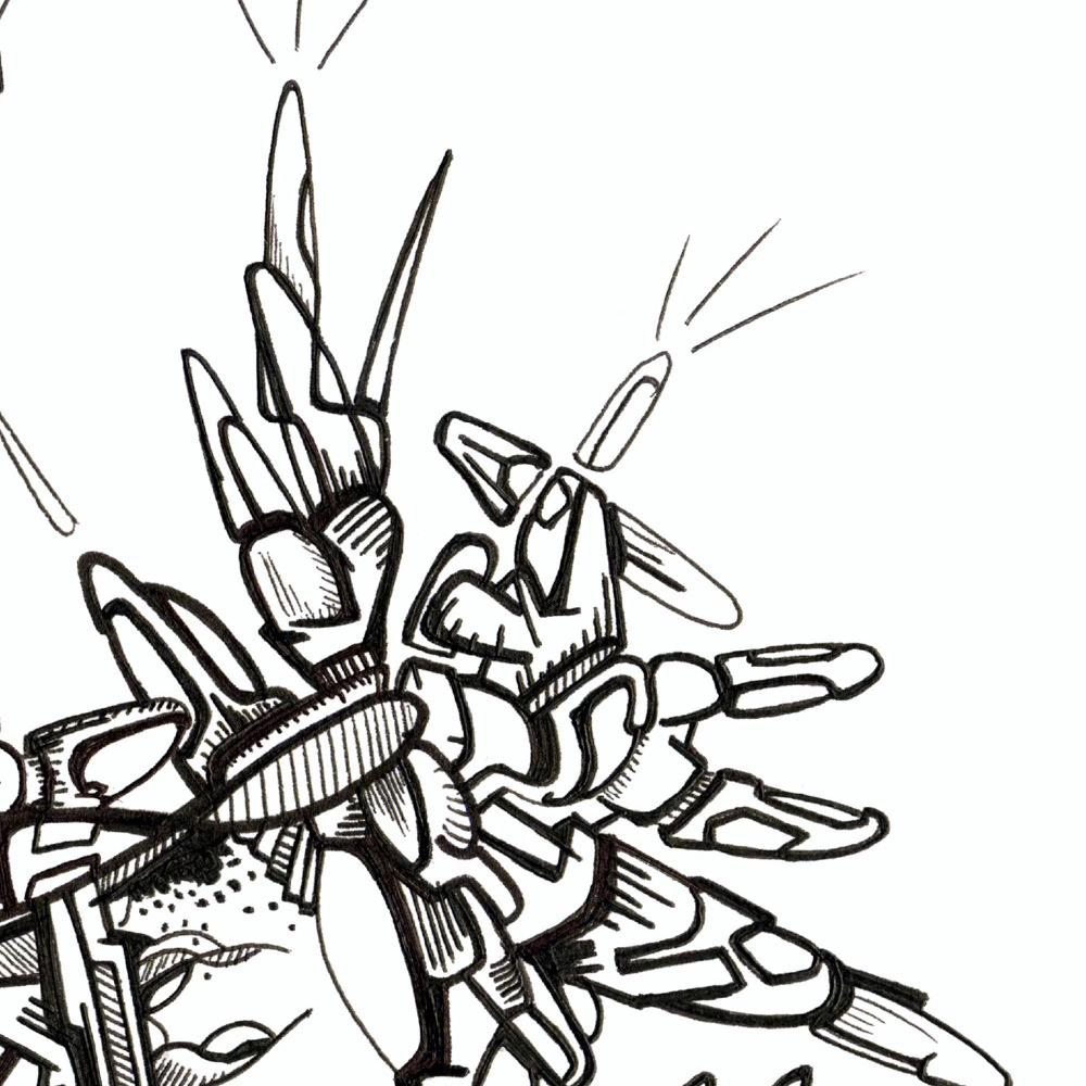 sans titre 
 2018-025. Encre pigmentée sur papier. 21 x 14.8 cm. 
2018 – Dominique Vial