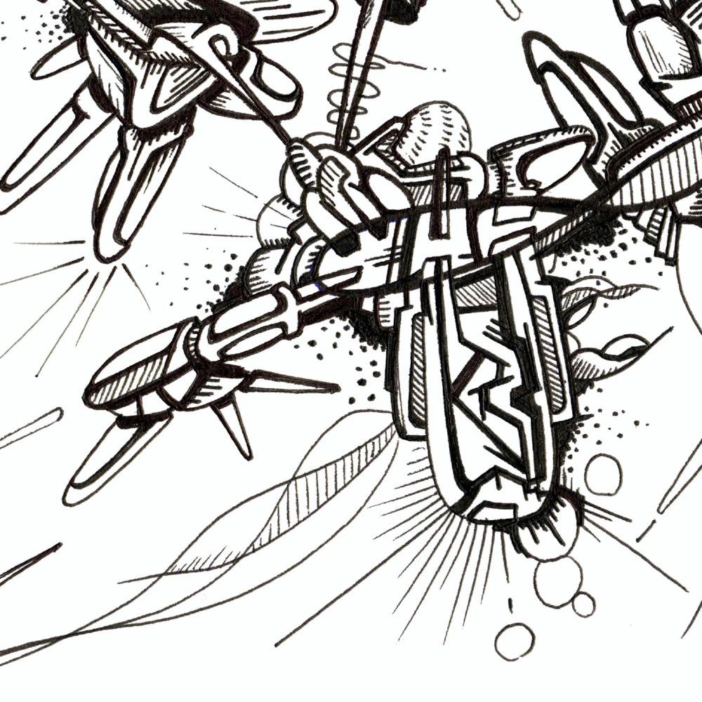 sans titre 
 2018-025. Encre pigmentée sur papier. 21 x 14.8 cm. 
2018 – Dominique Vial