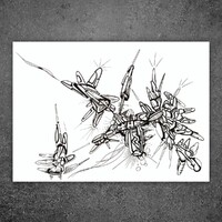 sans titre 
 2018-025. Encre pigmentée sur papier. 21 x 14.8 cm. 
2018 – Dominique Vial