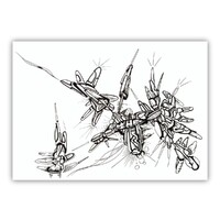 sans titre 
 2018-025. Encre pigmentée sur papier. 21 x 14.8 cm. 
2018 – Dominique Vial