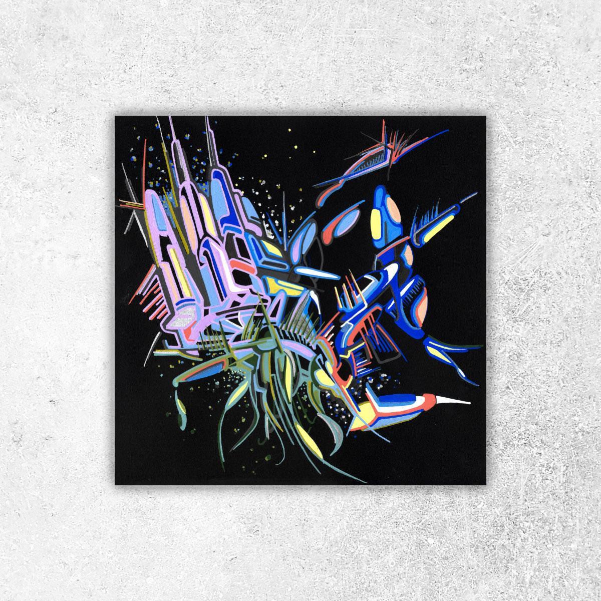 sans titre 
 2018-026. Acrylique sur papier Black Black Fabriano. 20 x 20 cm. 
2018 – Dominique Vial