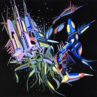 sans titre 
 2018-026. Acrylique sur papier Black Black Fabriano. 20 x 20 cm. 
2018 – Dominique Vial