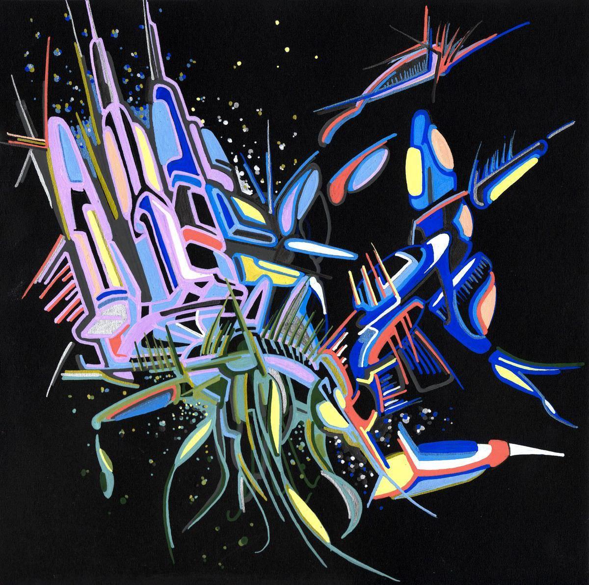 sans titre 
 2018-026. Acrylique sur papier Black Black Fabriano. 20 x 20 cm. 
2018 – Dominique Vial