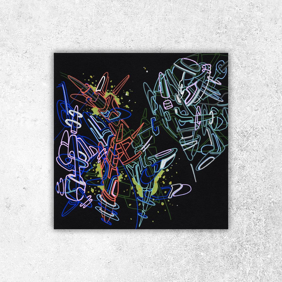 Planet of sound. Acrylique sur papier Black Black Fabriano. 20 x 20 cm. 
2018 – Dominique Vial