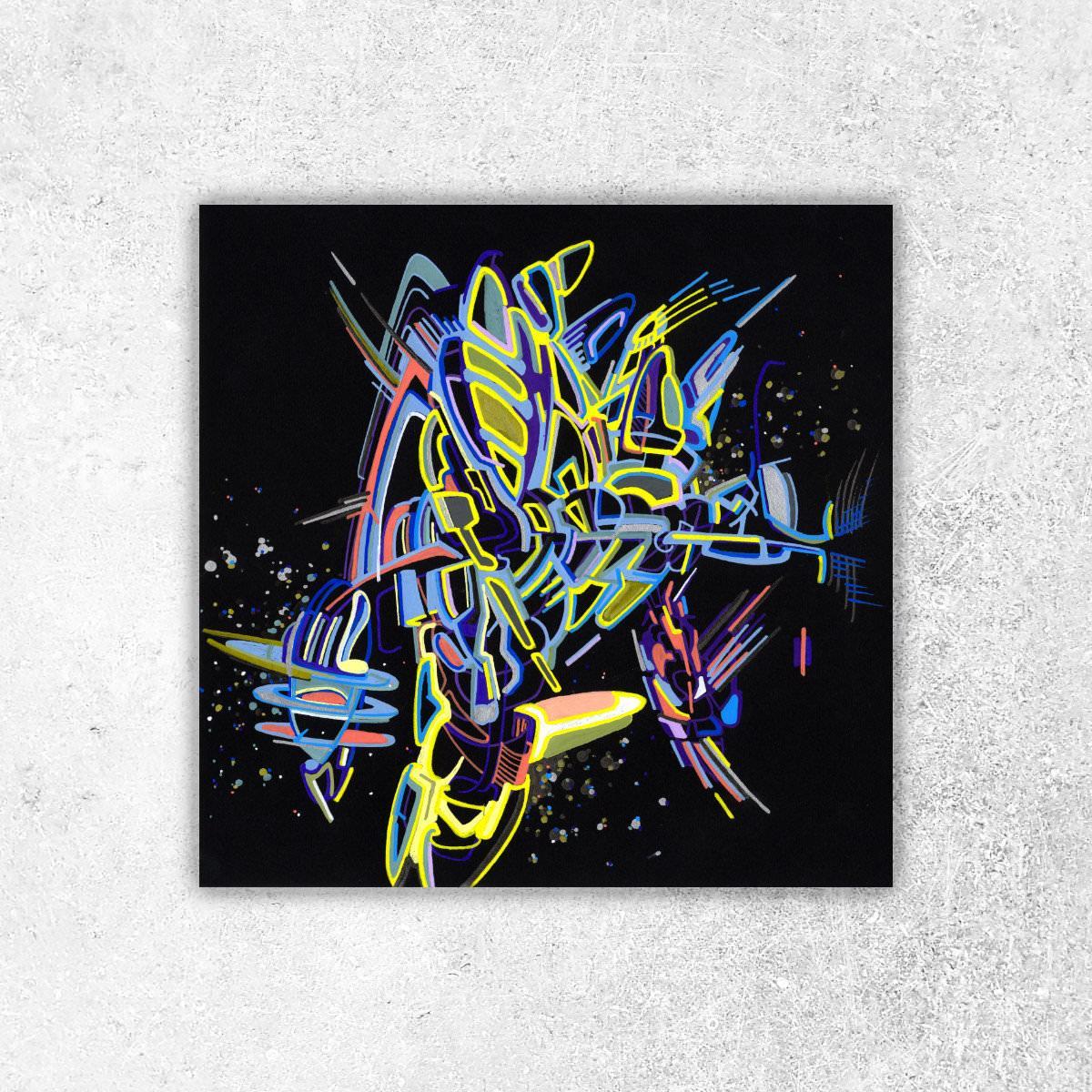 sans titre 
 2018-028. Acrylique sur papier Black Black Fabriano. 20 x 20 cm. 
2018 – Dominique Vial