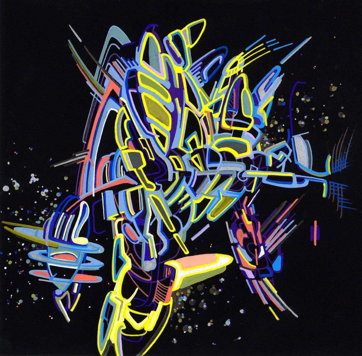 sans titre 
 2018-028. Acrylique sur papier Black Black Fabriano. 20 x 20 cm. 
2018 – Dominique Vial