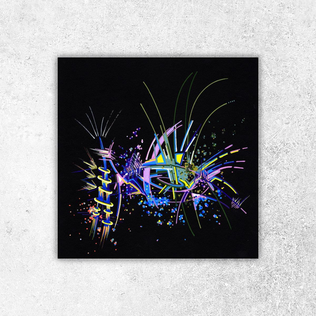 sans titre 
 2018-029. Acrylique sur papier Black Black Fabriano. 20 x 20 cm. 
2018 – Dominique Vial