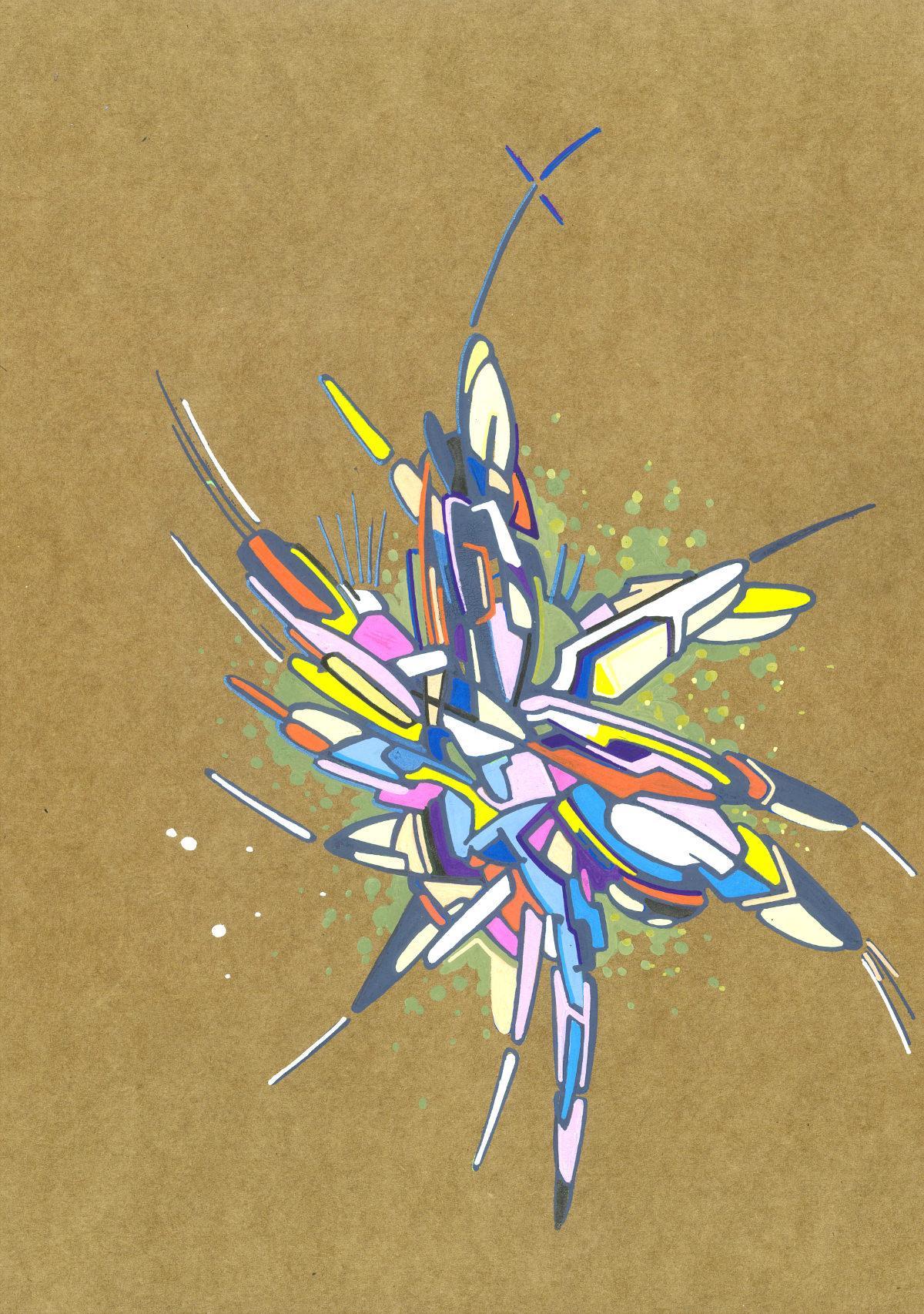 sans titre 
 2018-032. Acrylique sur papier kraft. 21 x 29.7 cm. 
2018 – Dominique Vial