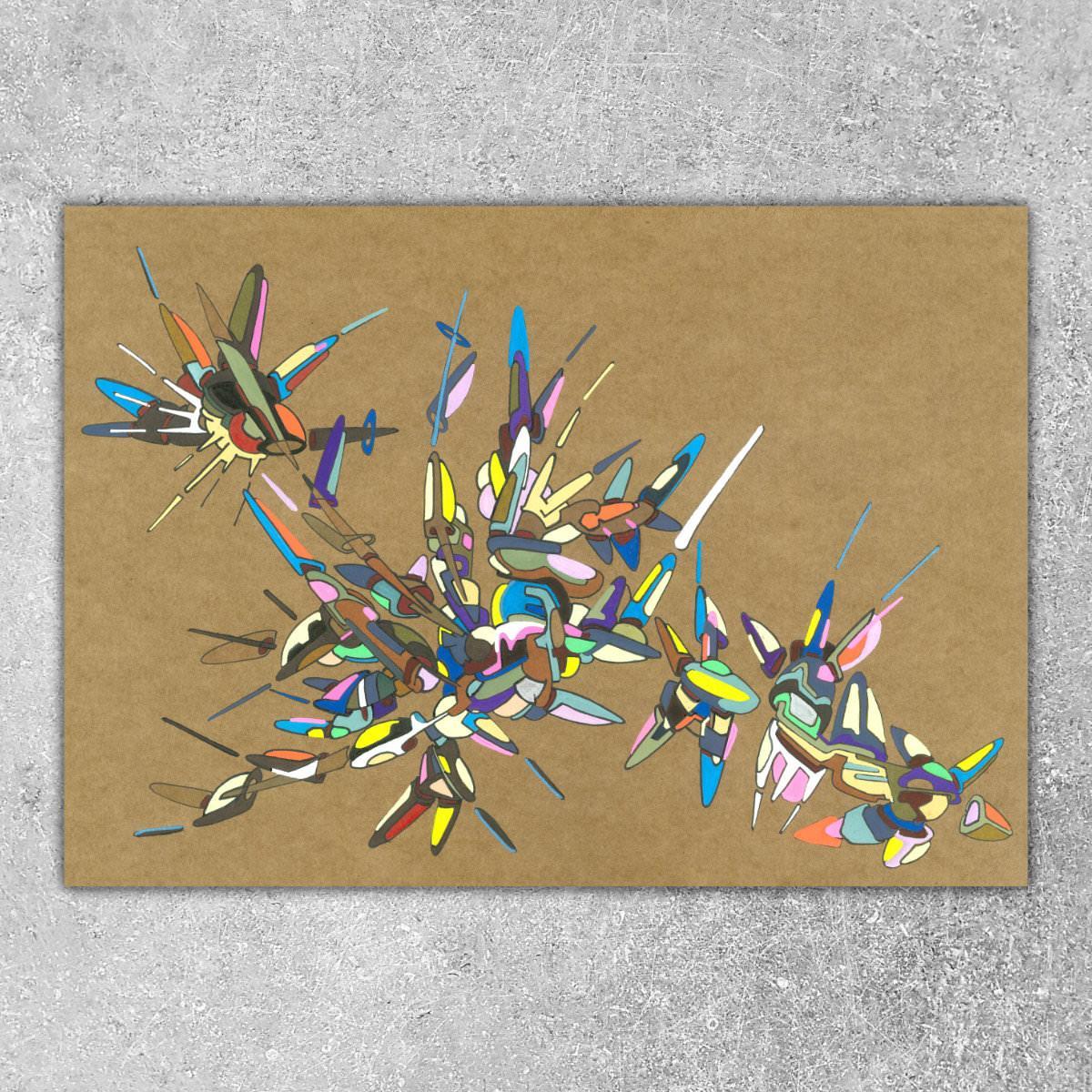 sans titre 
 2018-034. Acrylique sur papier kraft. 29.7 x 21 cm. 
2018 – Dominique Vial