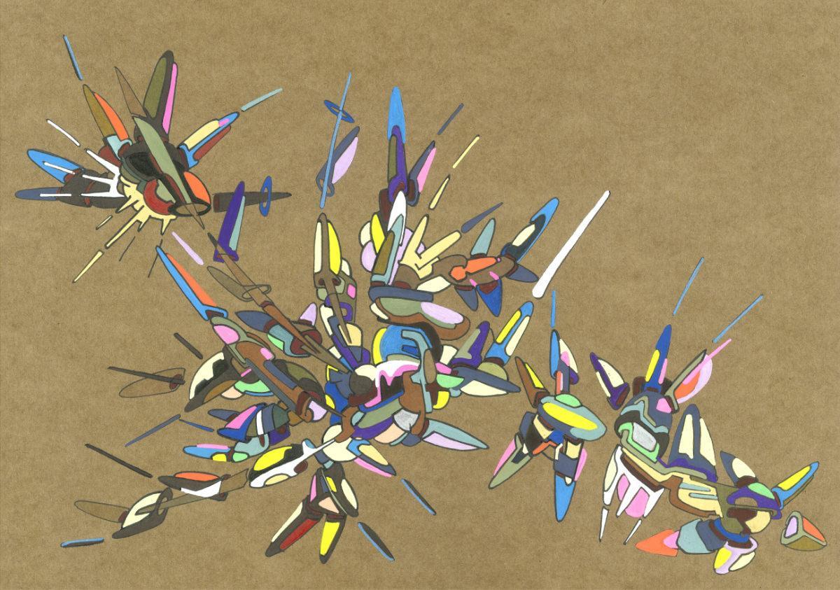 sans titre 
 2018-034. Acrylique sur papier kraft. 29.7 x 21 cm. 
2018 – Dominique Vial