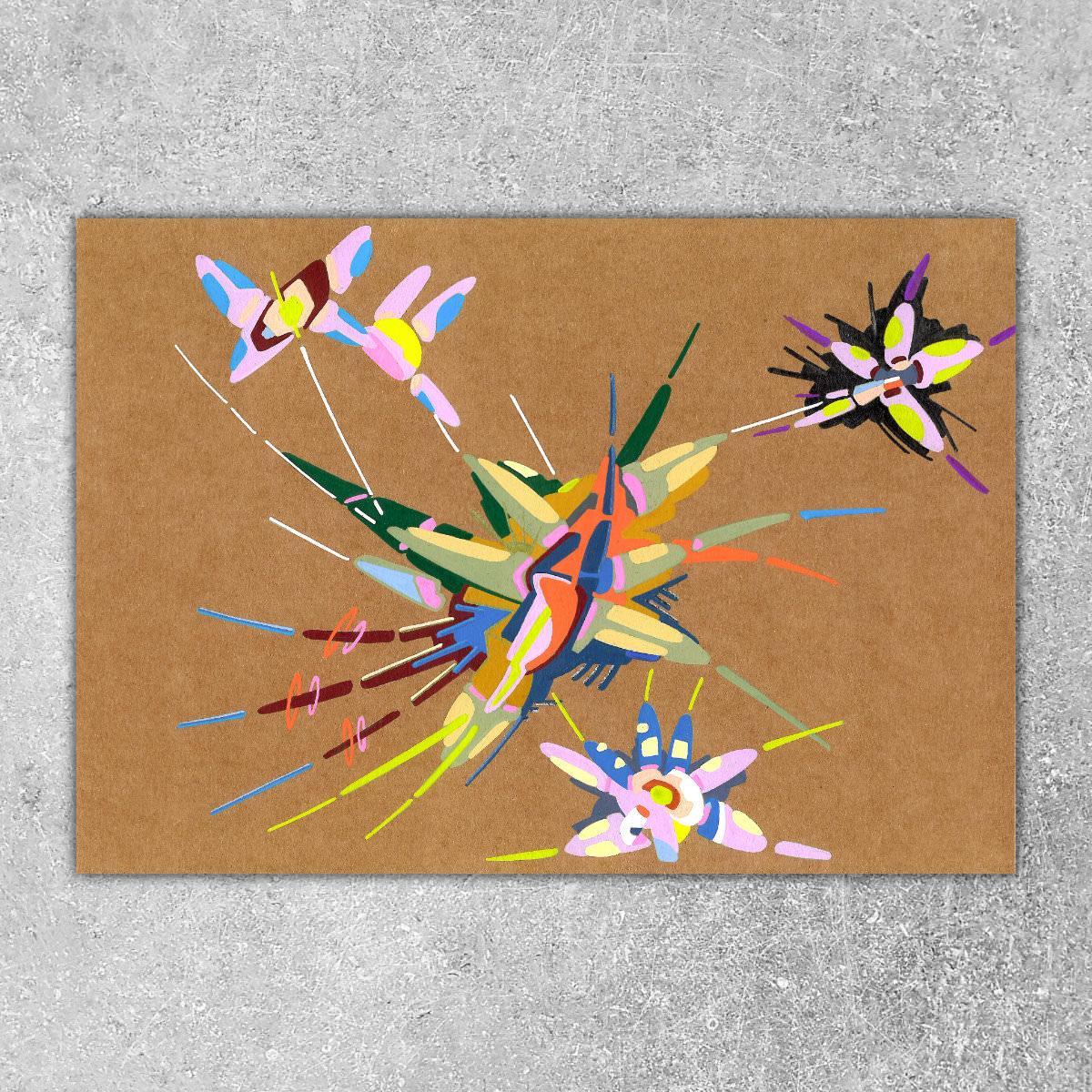 sans titre 
 2018-039. Acrylique sur papier kraft. 29.7 x 21 cm. 
2018 – Dominique Vial