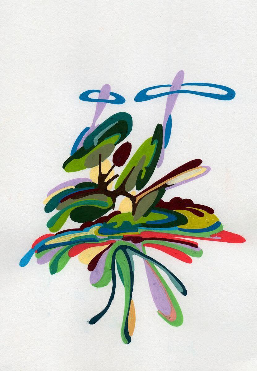 sans titre 
 2018-045. Acrylique sur papier. 14.8 x 21 cm. 
2018 – Dominique Vial