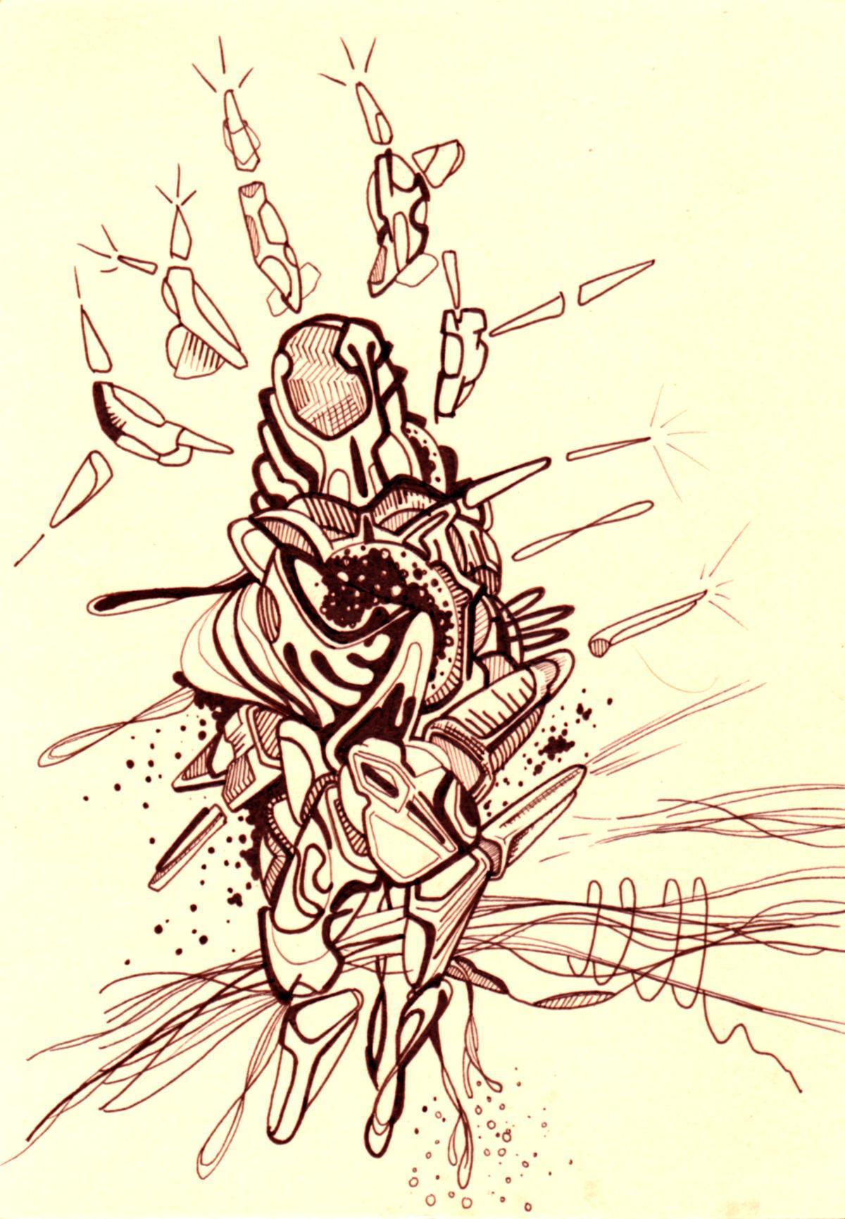 lévitation. Encre pigmentée sur papier. 14.8 x 21 cm. 
2018 – Dominique Vial