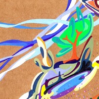 sans titre 
 2018-055. Acrylique sur papier kraft. 29.7 x 21 cm. 
2018 – Dominique Vial