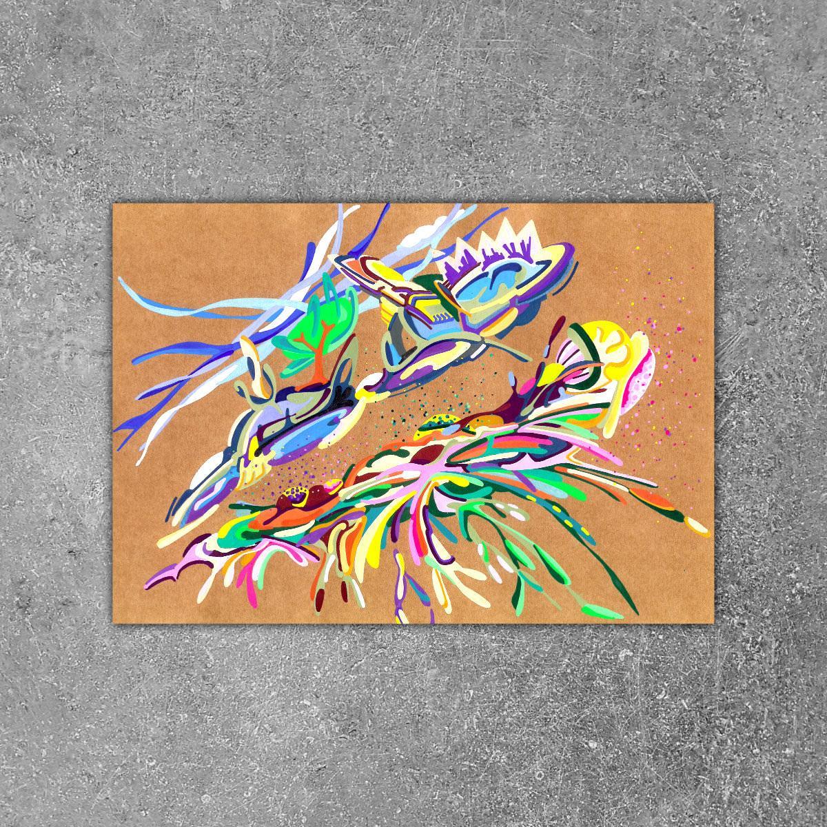 sans titre 
 2018-055. Acrylique sur papier kraft. 29.7 x 21 cm. 
2018 – Dominique Vial