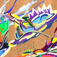 sans titre 
 2018-055. Acrylique sur papier kraft. 29.7 x 21 cm. 
2018 – Dominique Vial