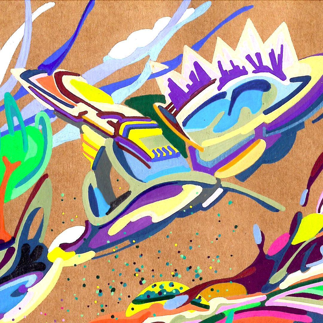 sans titre 
 2018-055. Acrylique sur papier kraft. 29.7 x 21 cm. 
2018 – Dominique Vial