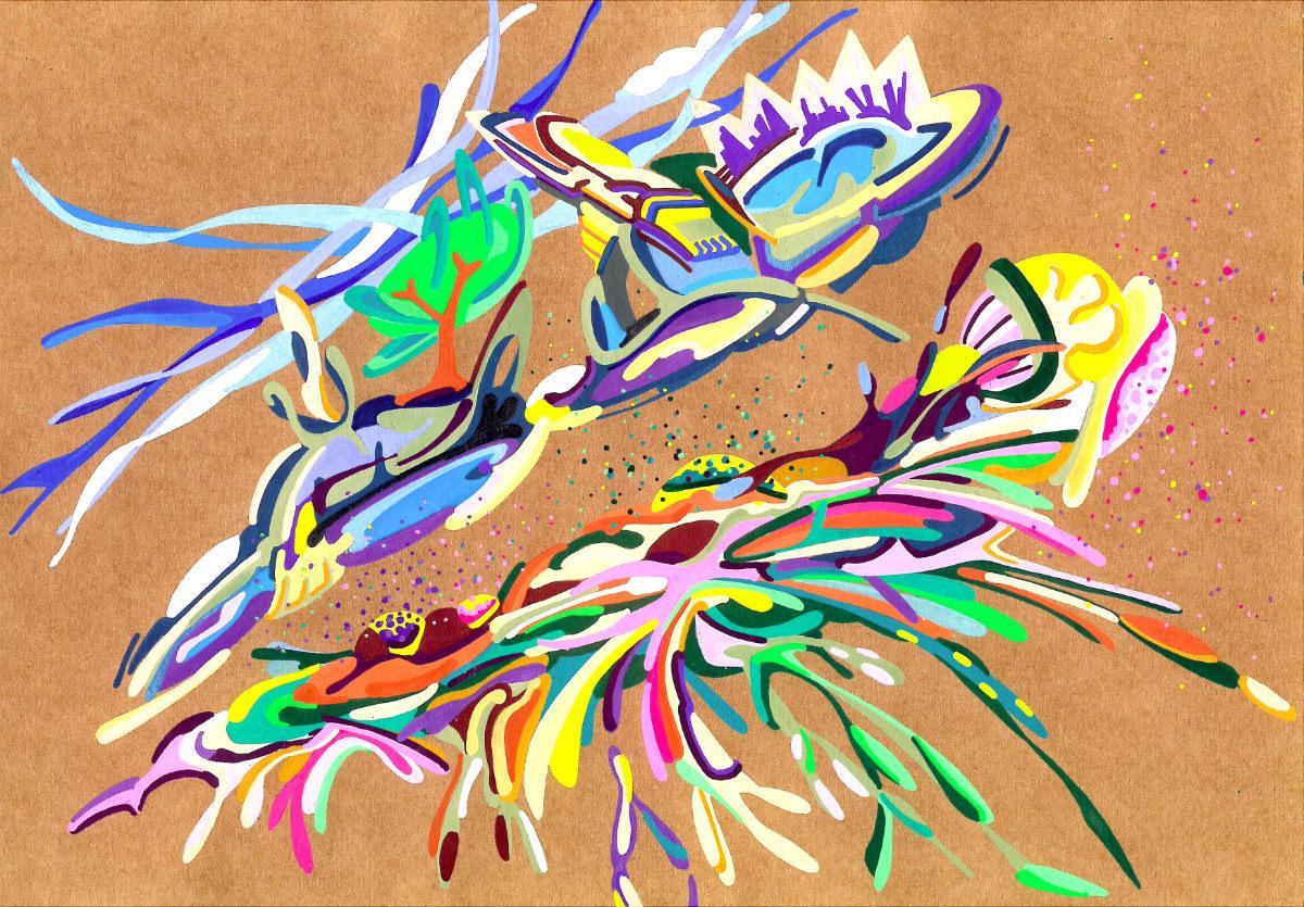 sans titre 
 2018-055. Acrylique sur papier kraft. 29.7 x 21 cm. 
2018 – Dominique Vial