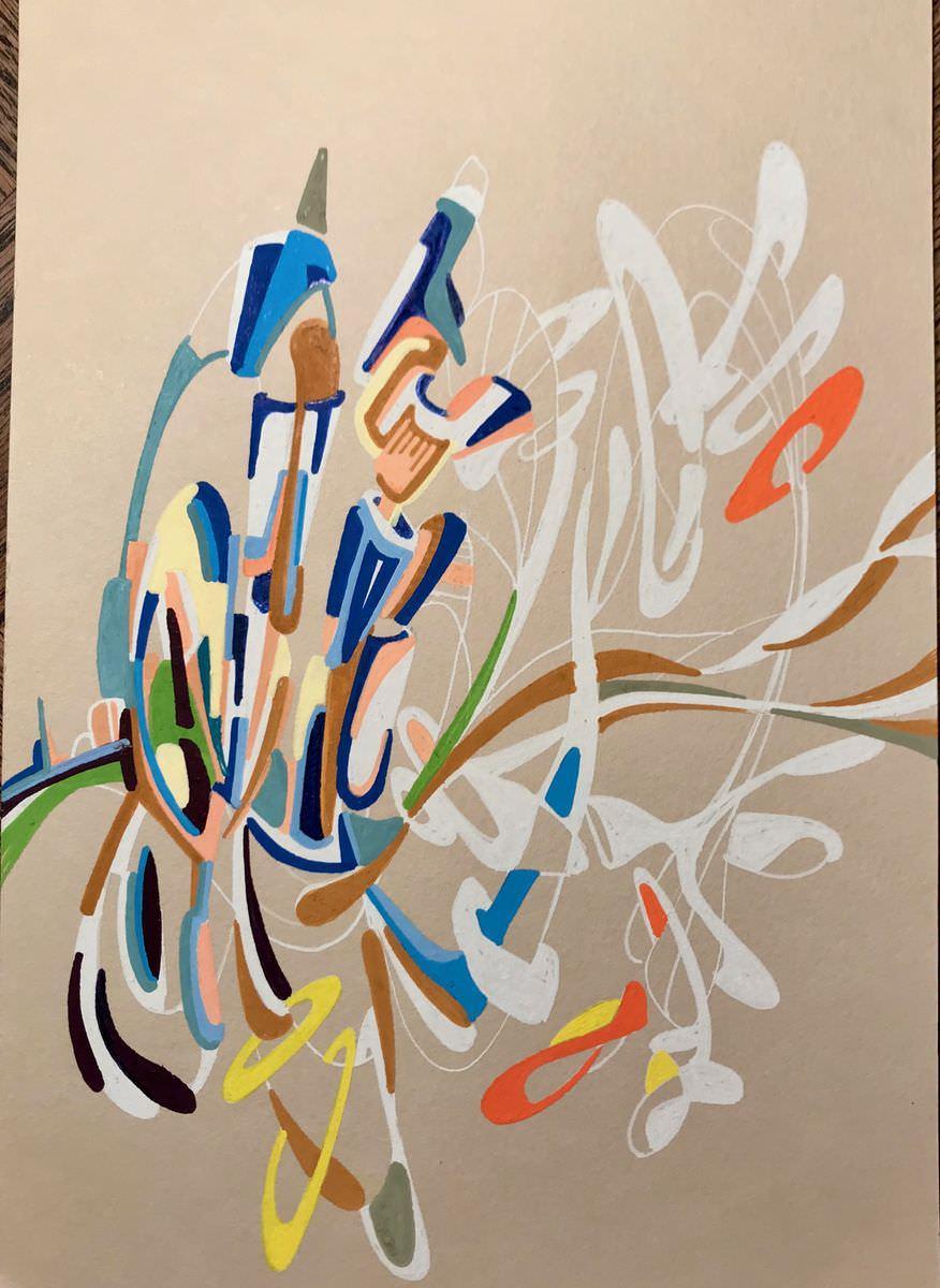 sans titre 
 2018-056. Acrylique sur papier Black Black Fabriano. 14.8 x 21 cm. 
2018 – Dominique Vial