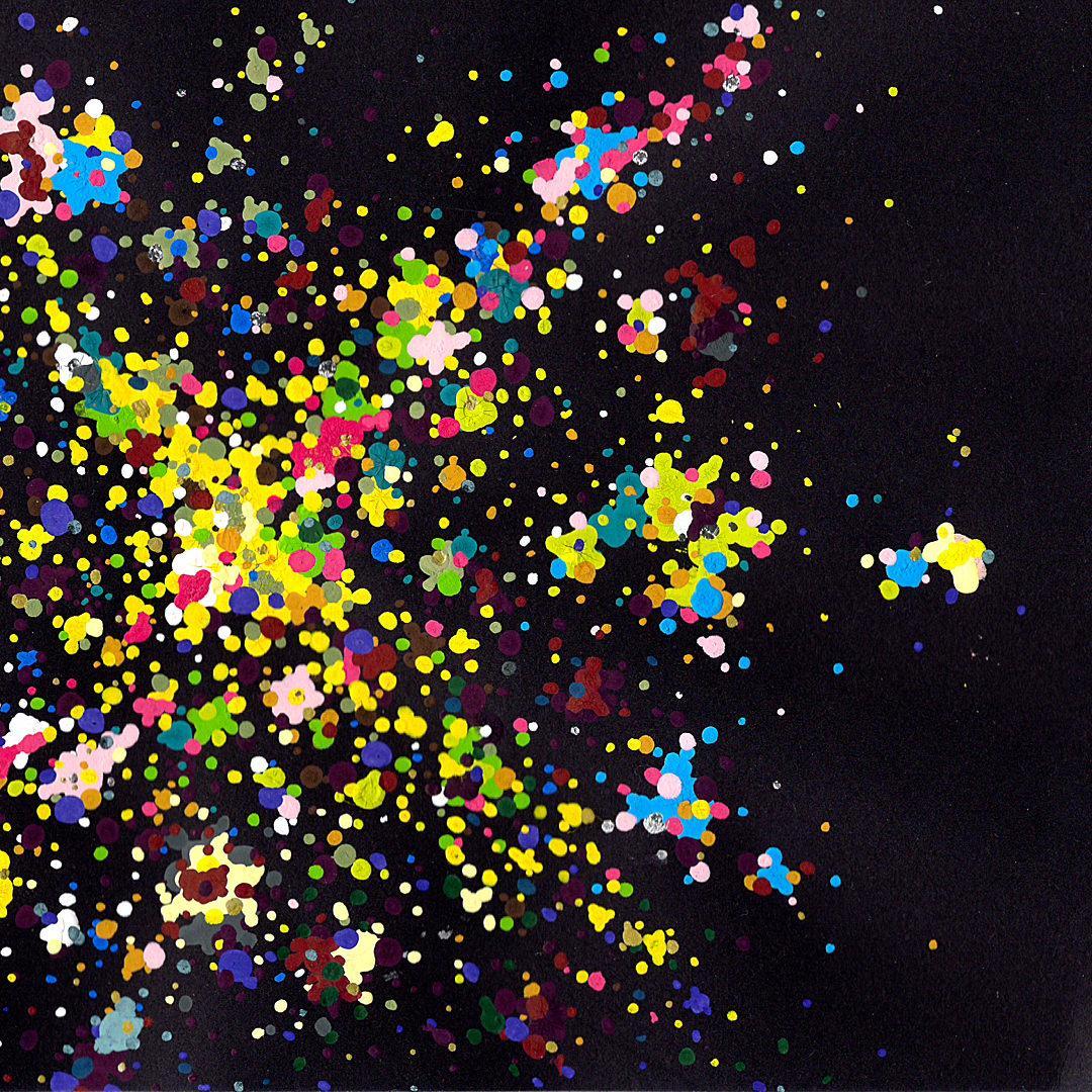 sans titre 
 2018-057. Acrylique sur papier noir Molotow. 29.7 x 21 cm. 
2018 – Dominique Vial