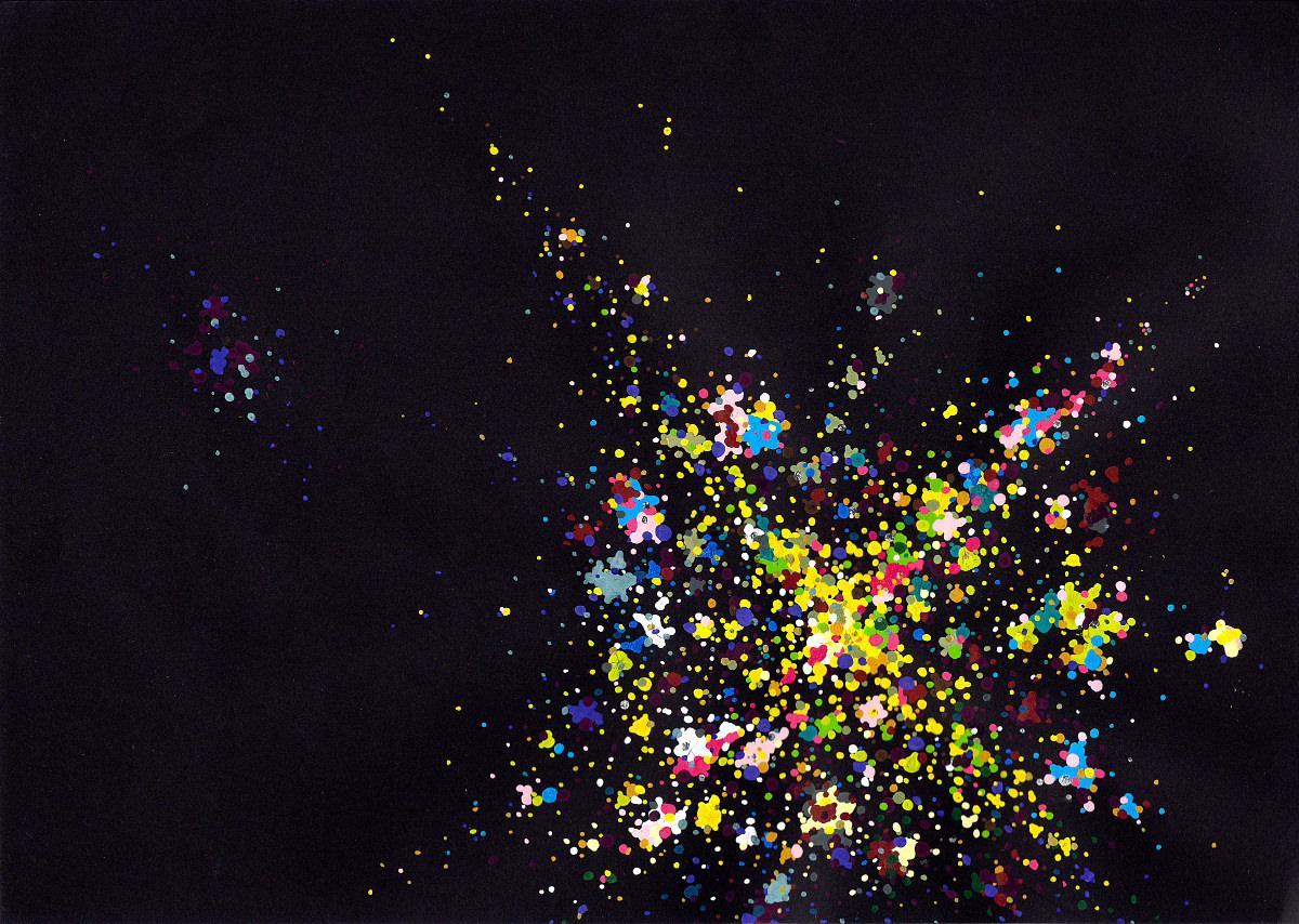 sans titre 
 2018-057. Acrylique sur papier noir Molotow. 29.7 x 21 cm. 
2018 – Dominique Vial