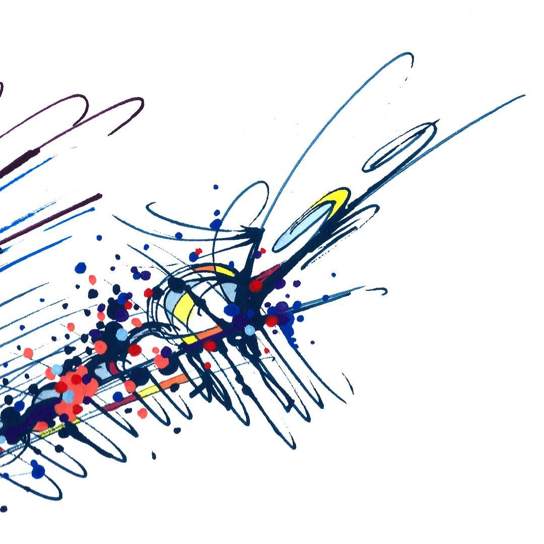 sans titre 
 2018-085. Acrylique, encre à alcool sur papier White White Fabriano. 32 x 24 cm. 
2018 – Dominique Vial