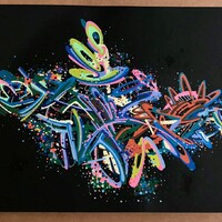 sans titre 
 2018-089. Acrylique sur papier Black Black Fabriano. 32 x 24 cm. 
2018 – Dominique Vial