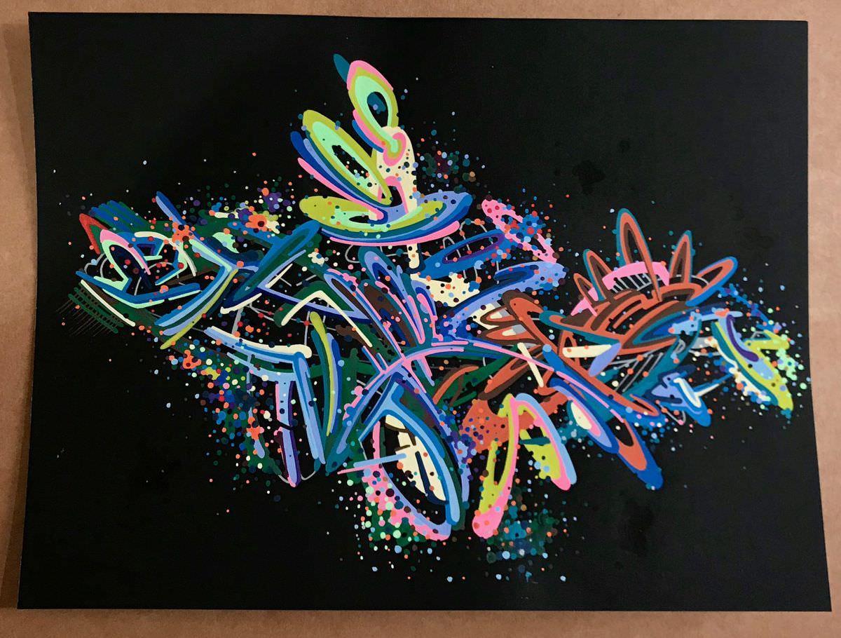 sans titre 
 2018-089. Acrylique sur papier Black Black Fabriano. 32 x 24 cm. 
2018 – Dominique Vial