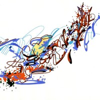 sans titre 
 2018-094. Acrylique sur papier Molotow. 29.7 x 21 cm. 
2018 – Dominique Vial