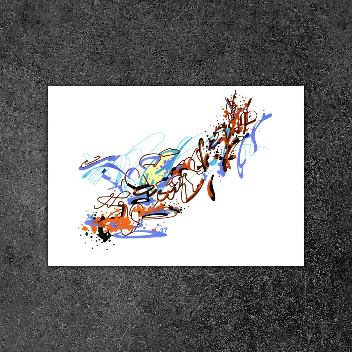 sans titre 
 2018-094. Acrylique sur papier Molotow. 29.7 x 21 cm. 
2018 – Dominique Vial