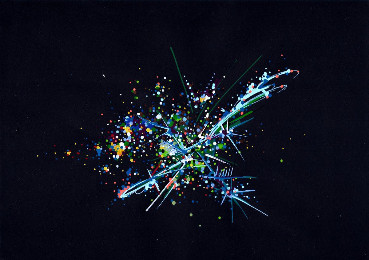 sans titre 
 2018-095. Acrylique sur papier Molotow. 29.7 x 21 cm. 
2018 – Dominique Vial