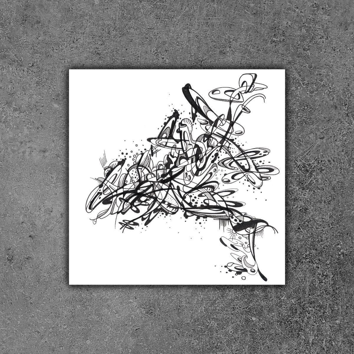 sans titre 
 2019-002. Encre pigmentée sur papier White White Fabriano. 20 x 20 cm. 
2019 – Dominique Vial