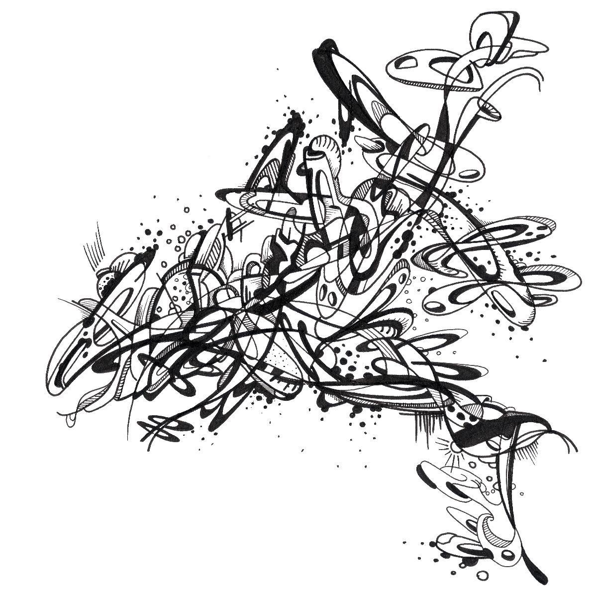 sans titre 
 2019-002. Encre pigmentée sur papier White White Fabriano. 20 x 20 cm. 
2019 – Dominique Vial