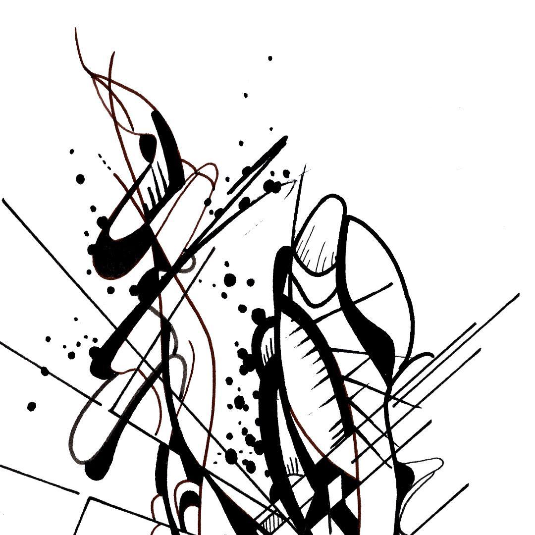 sans titre 
 2019-003. Encre pigmentée sur papier White White Fabriano. 20 x 20 cm. 
2019 – Dominique Vial