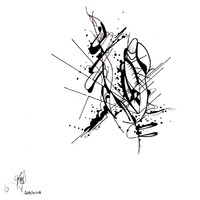 sans titre 
 2019-003. Encre pigmentée sur papier White White Fabriano. 20 x 20 cm. 
2019 – Dominique Vial