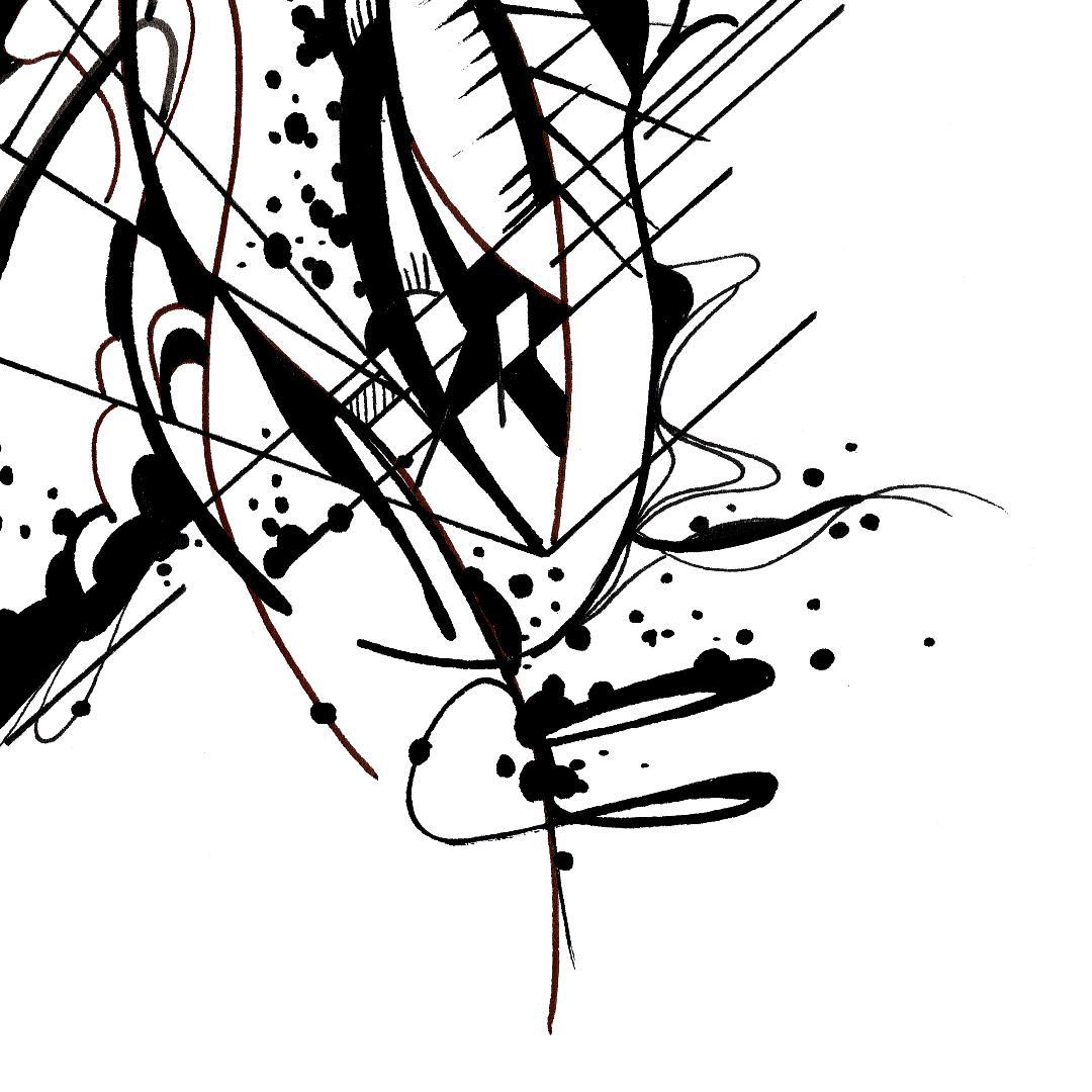 sans titre 
 2019-003. Encre pigmentée sur papier White White Fabriano. 20 x 20 cm. 
2019 – Dominique Vial