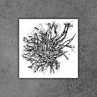 sans titre 
 2019-004. Encre pigmentée et peinture acrylique sur papier White White Fabriano. 20 x 20 cm. 
2019 – Dominique Vial